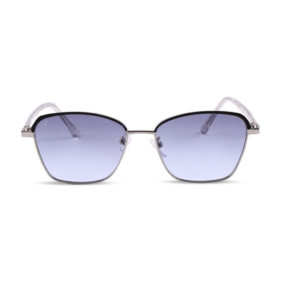 RectaCut - Metal Blue Rectangle Sunglasses for Women