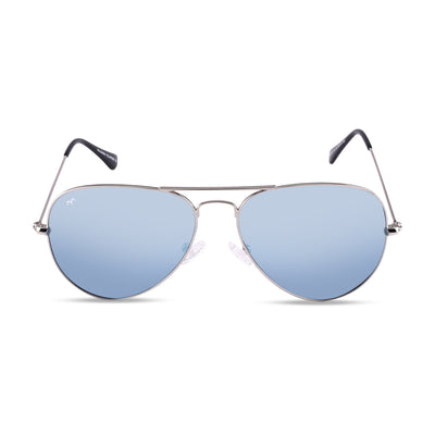 Clipster - Metal Blue Unisex Aviator Sunglasses