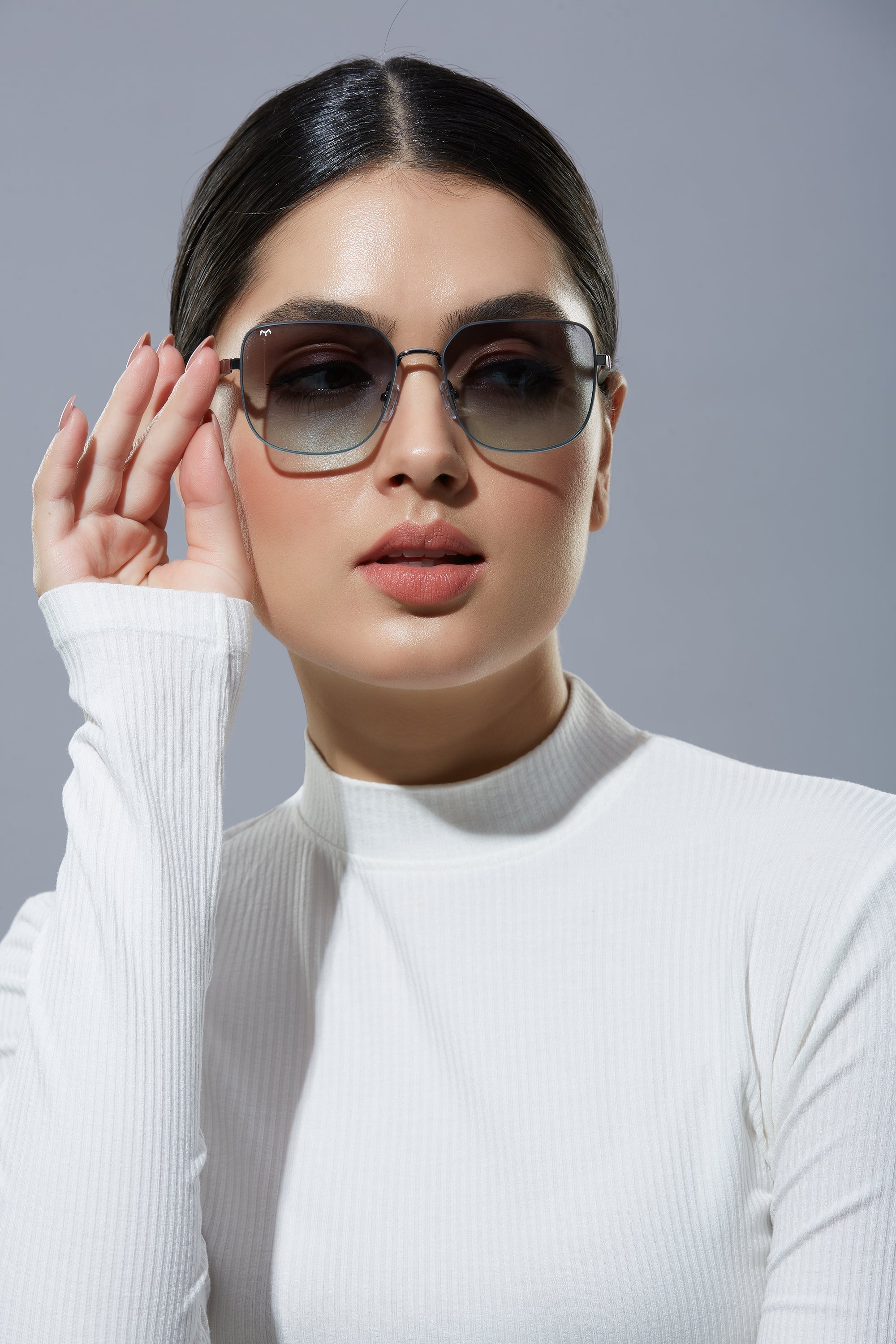 SoftSquare - Grey Square Metal Sunglasses for Women