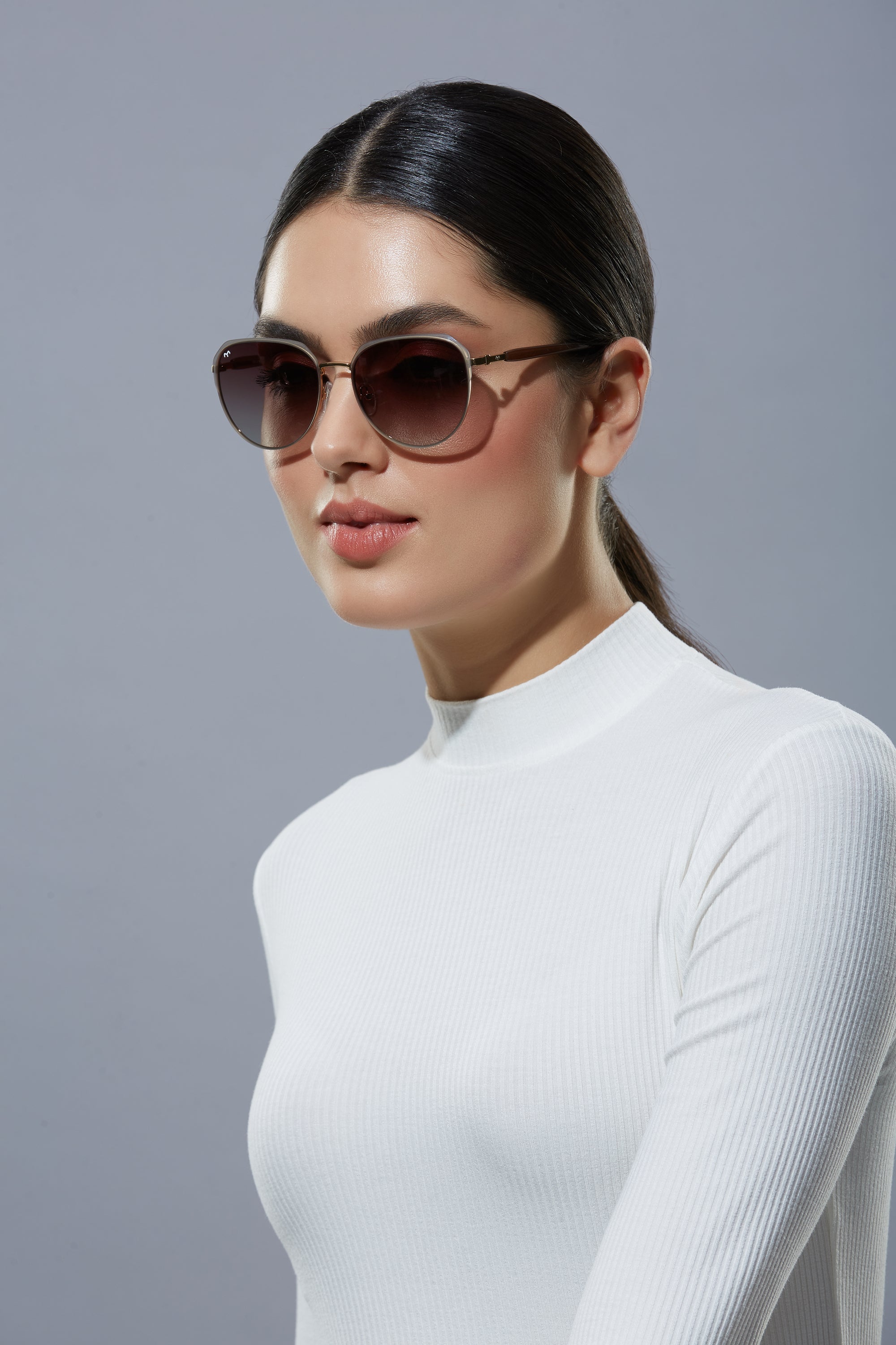 SixSense - Wine Metal Hexagon Sunglasses for Women