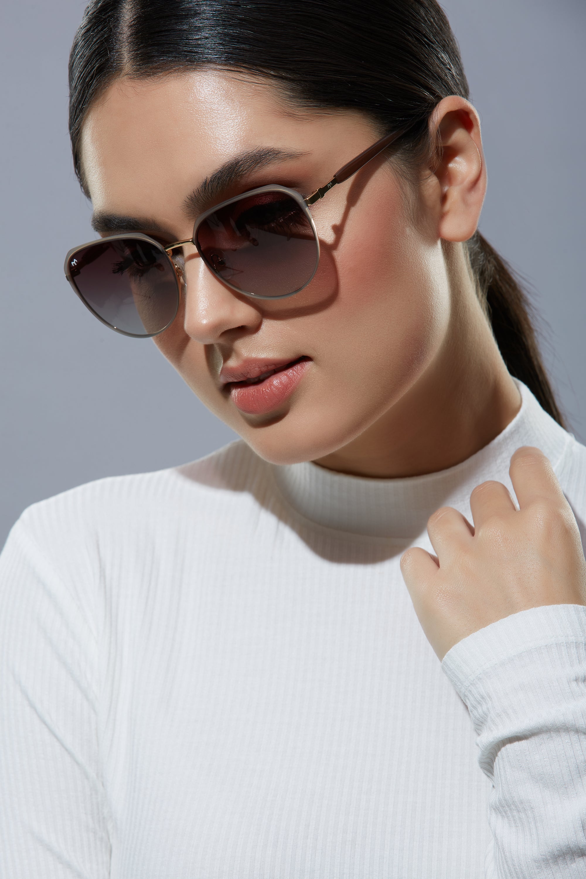 SixSense - Wine Metal Hexagon Sunglasses for Women