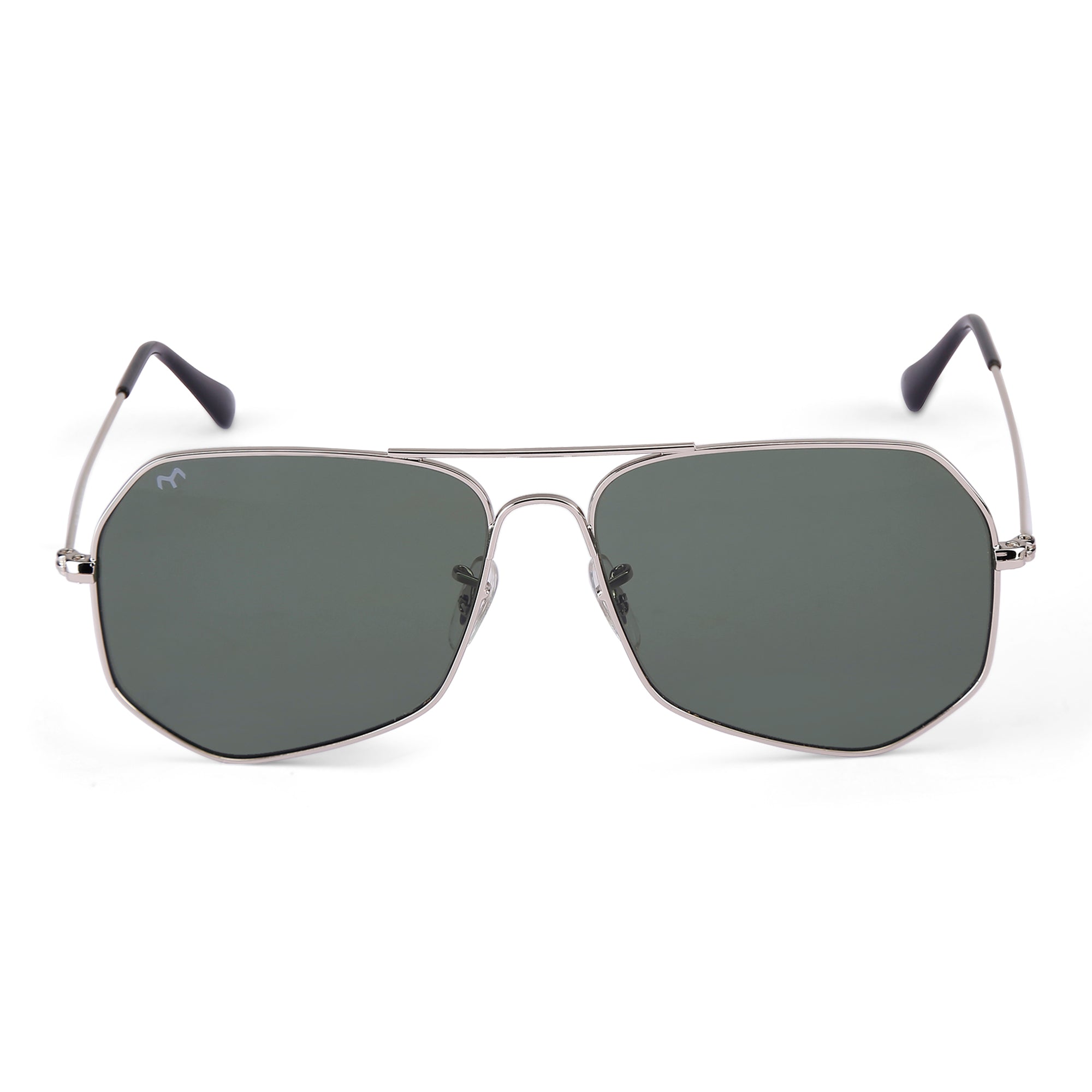 HexFusion - Deep Green Metal Unisex Hexagon Sunglasses