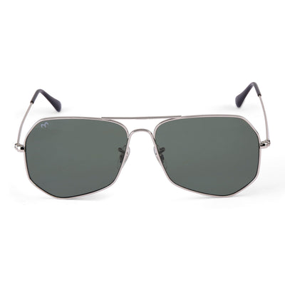 HexFusion - Deep Green Metal Unisex Hexagon Sunglasses