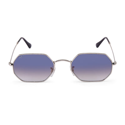 EdgeSix - Blue Metal Unisex Hexagon Sunglasses