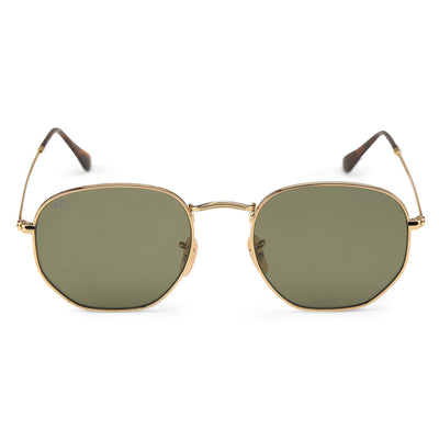 SixTrend - Deep Green Metal Unisex Hexagon Sunglasses