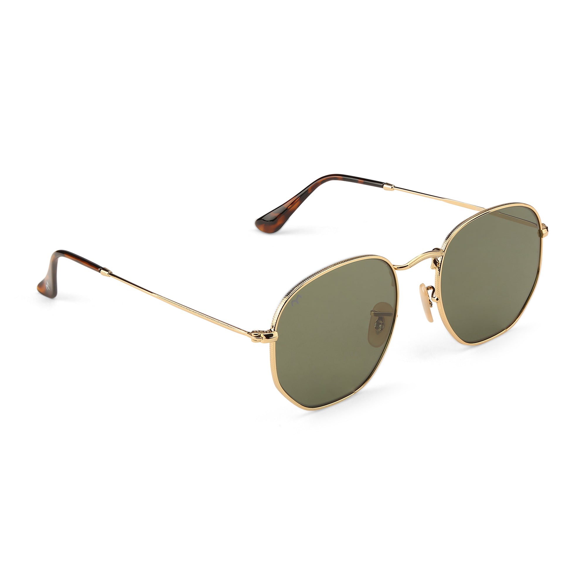 SixTrend - Deep Green Metal Unisex Hexagon Sunglasses