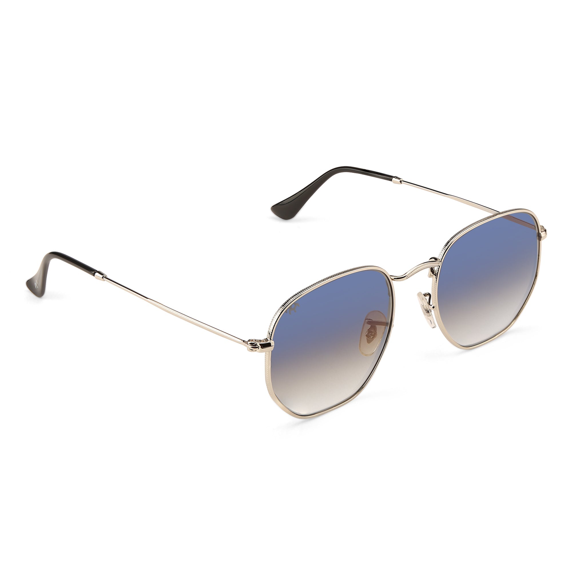 SixTrend - Blue Metal Unisex Hexagon Sunglasses