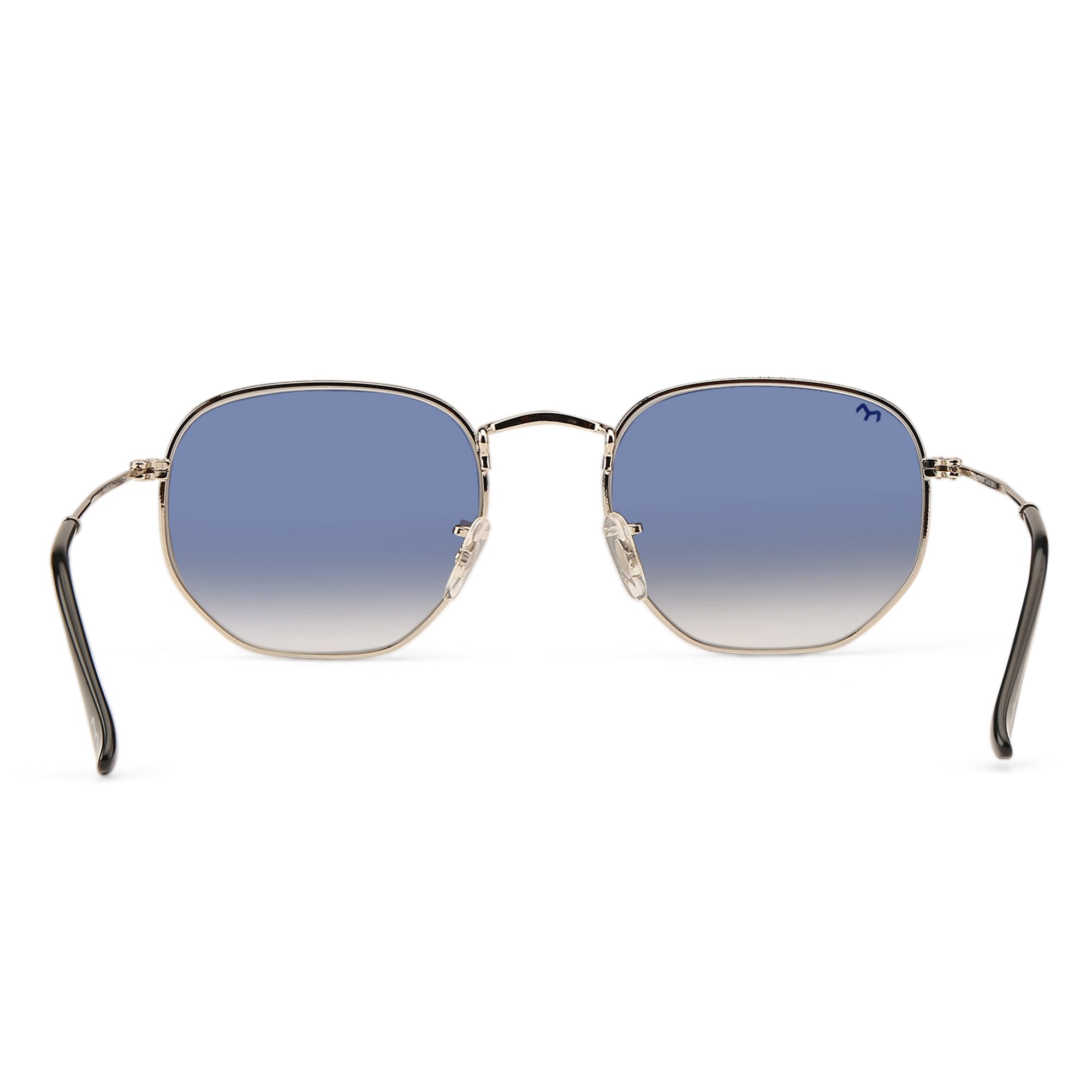 SixTrend - Blue Metal Unisex Hexagon Sunglasses