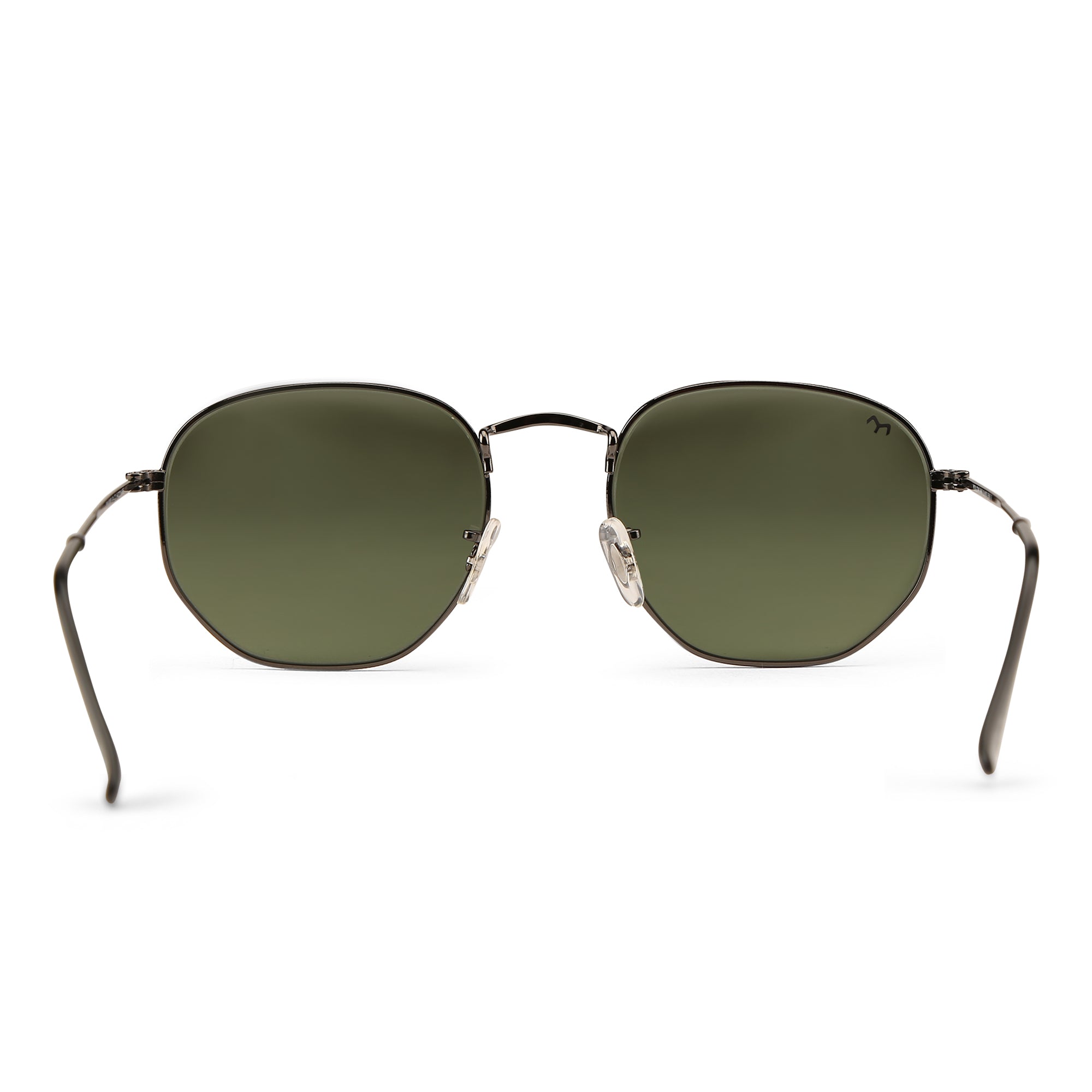 SixTrend - Deep Green Metal Unisex Hexagon Sunglasses