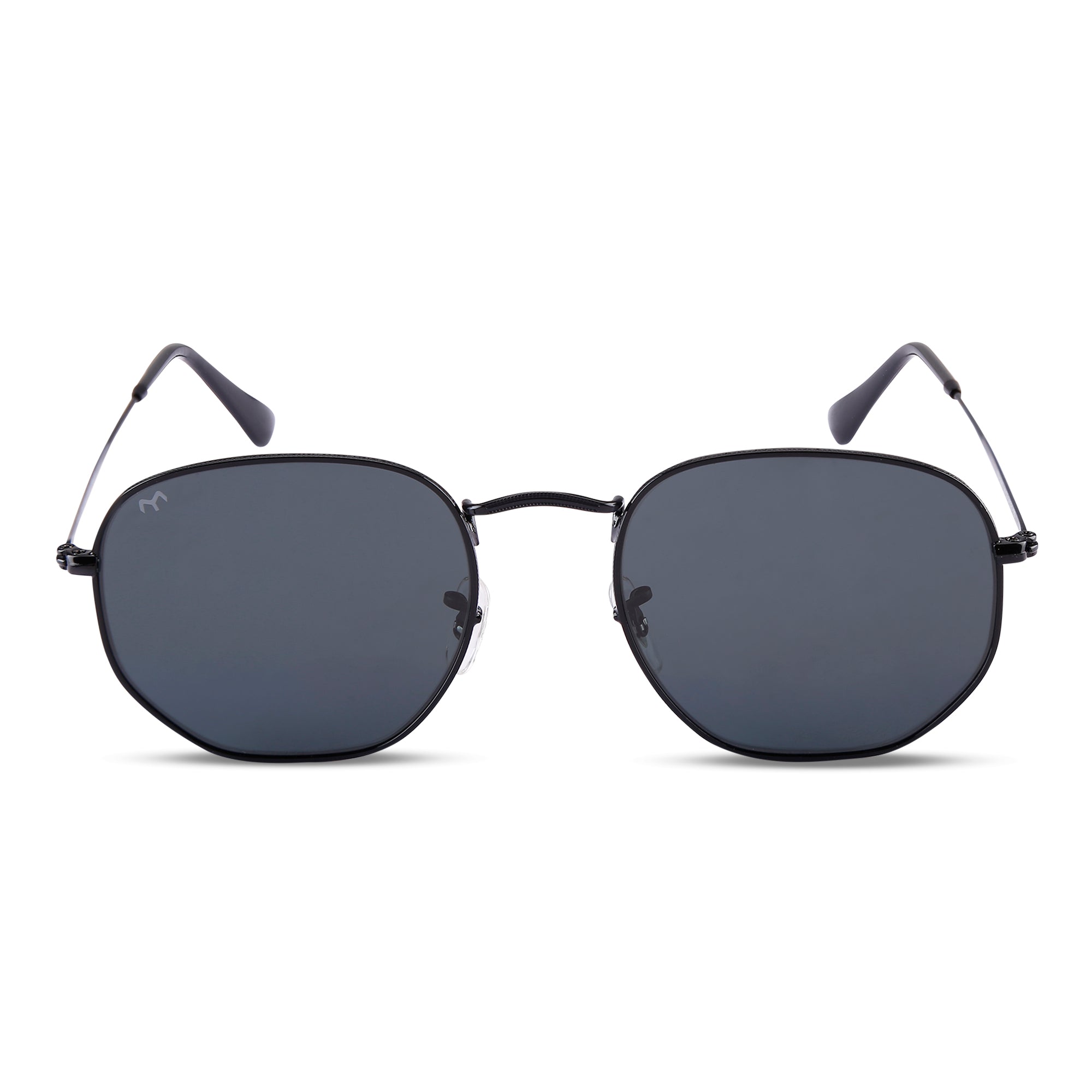 SixTrend - Black Metal Unisex Hexagon Sunglasses