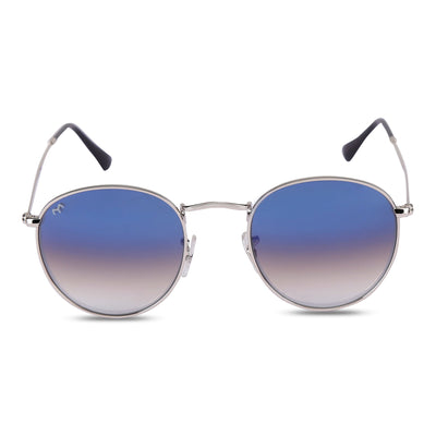 Ovaline - Blue Metal Unisex Oval Sunglasses