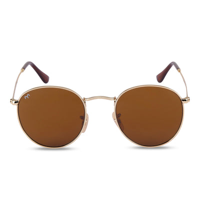 OvaFlex - Brown Metal Unisex Oval Sunglasses