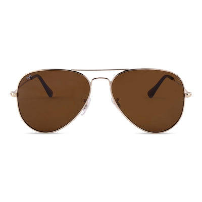 BiCoators - Brown Metal Unisex Aviator Sunglasses