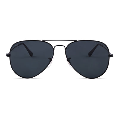 BiCoators - Black Metal Unisex Aviator Sunglasses