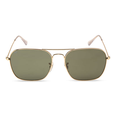 ClearBox - Deep Green Metal Unisex Rectangle Sunglasses