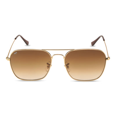 ClearBox - Brown Metal Unisex Rectangle Sunglasses