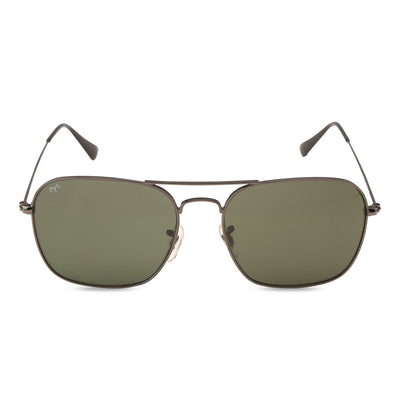 ClearBox - Deep Green Metal Unisex Rectangle Sunglasses