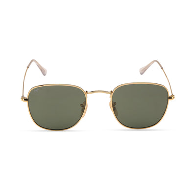 Quadrangle - Deep Green Metal Unisex Square Sunglasses