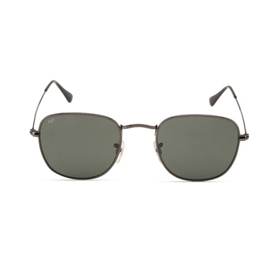 Quadrangle - Deep Green Metal Unisex Square Sunglasses