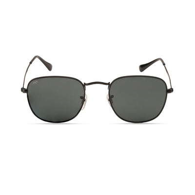 Quadrangle - Black Metal Unisex Square Sunglasses