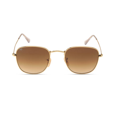 Quadrangle - Brown Metal Unisex Square Sunglasses