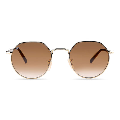 HexStar - Brown Metal Unisex Hexagon Sunglasses