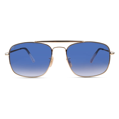 RightAngle - Blue Metal Unisex Rectangle Sunglasses