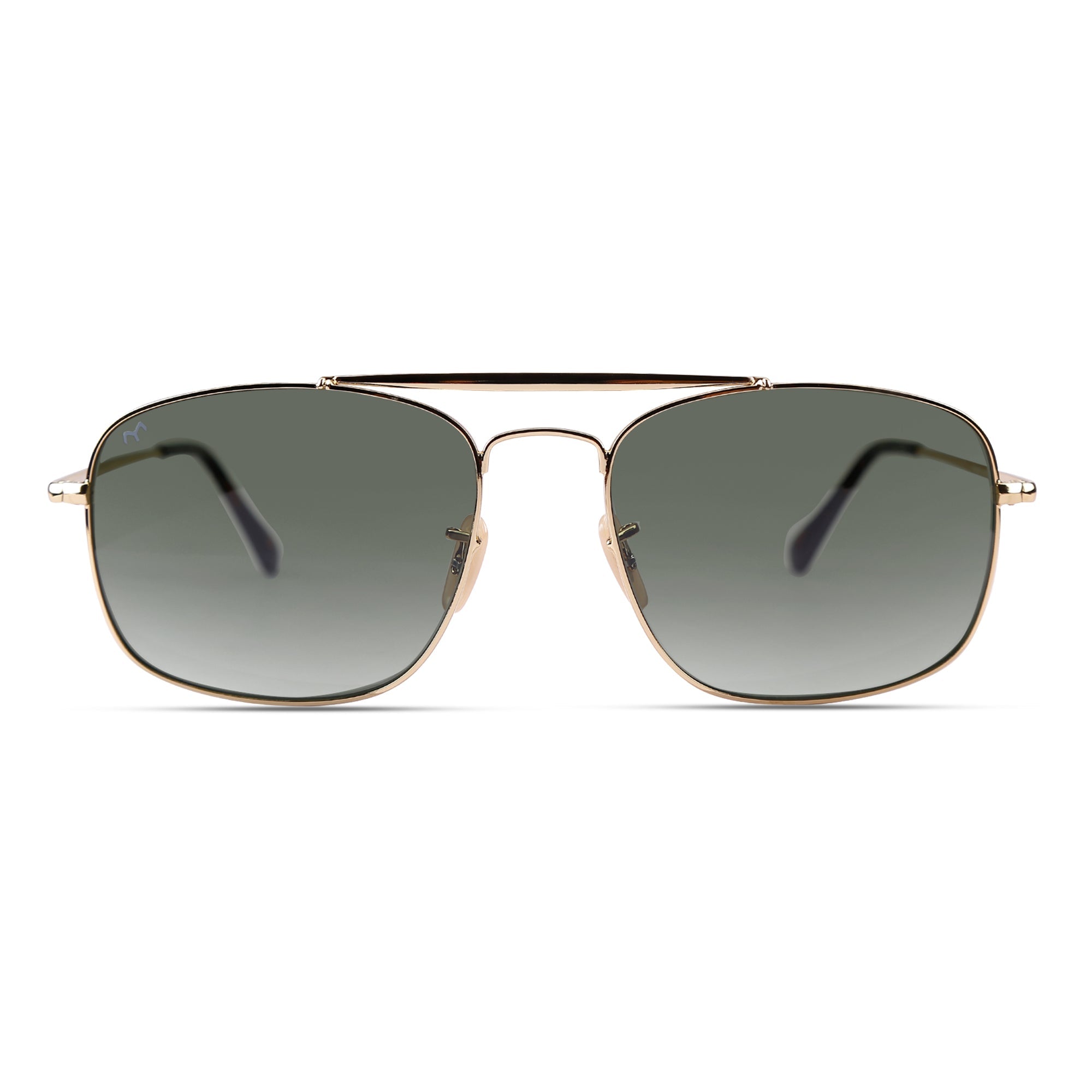 RightAngle - Deep Green Metal Unisex Rectangle Sunglasses