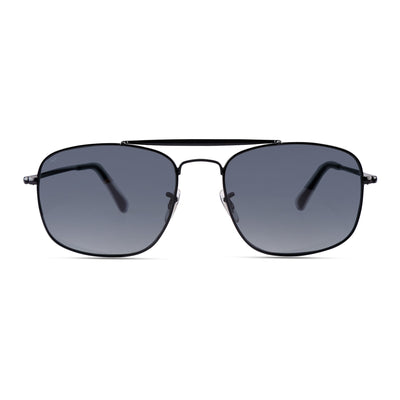 RightAngle - Black Metal Unisex Rectangle Sunglasses