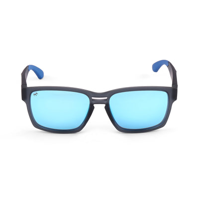 Linear - TR Blue Polarized Rectangle Sunglasses for Men