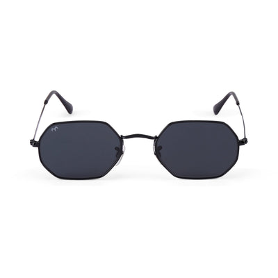 EdgeSix - Black Metal Unisex Hexagon Sunglasses