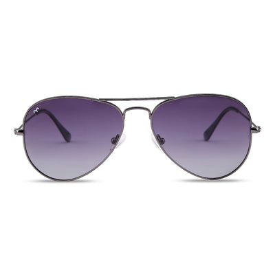 Clipster - Metal Black Unisex Aviator Sunglasses