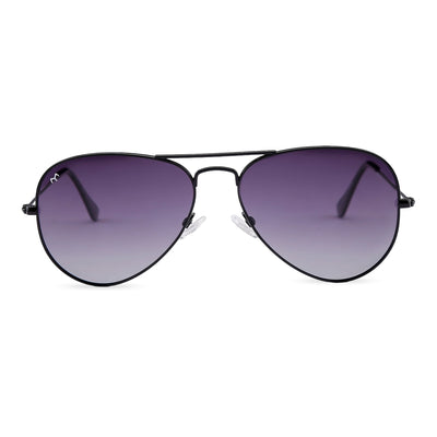 Clipster - Metal Black Unisex Aviator Sunglasses