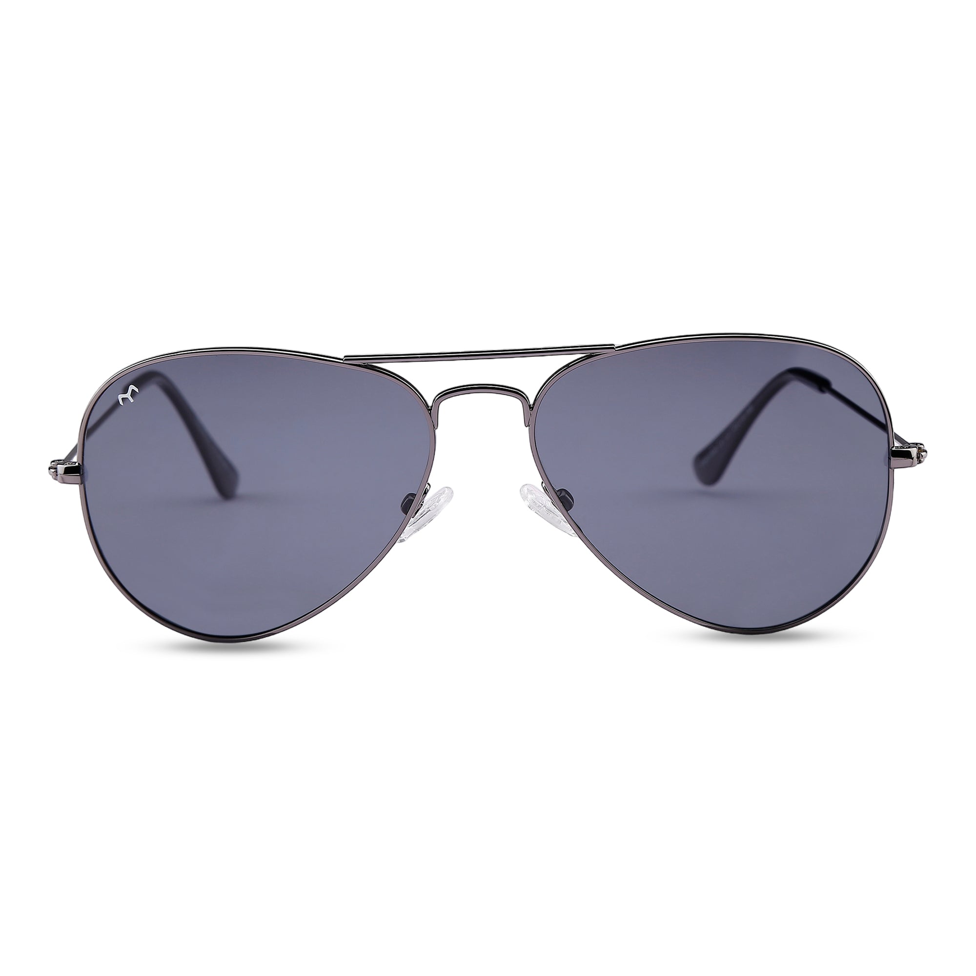 Clipster - Metal Black Unisex Aviator Sunglasses