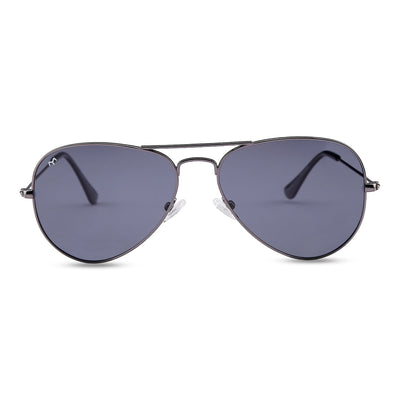 Clipster - Metal Black Unisex Aviator Sunglasses