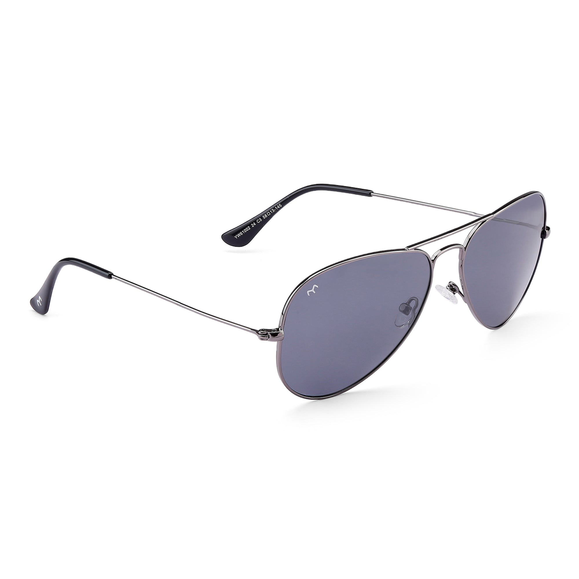 Clipster - Metal Black Unisex Aviator Sunglasses