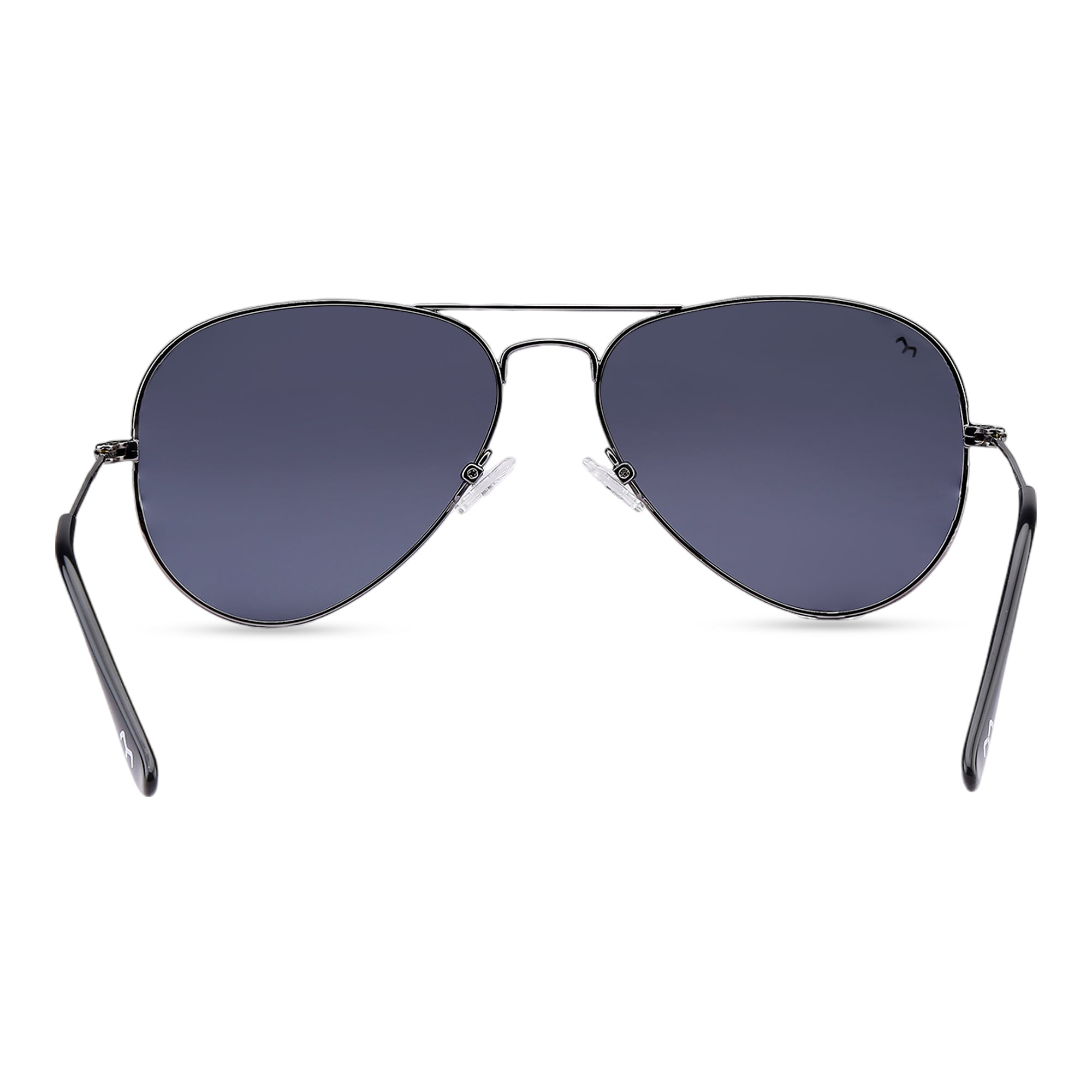 Clipster - Metal Black Unisex Aviator Sunglasses