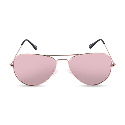 Clipster - Metal Pink Unisex Aviator Sunglasses