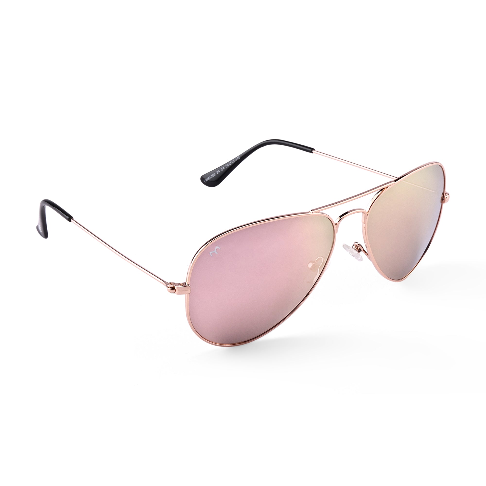 Clipster - Metal Pink Unisex Aviator Sunglasses