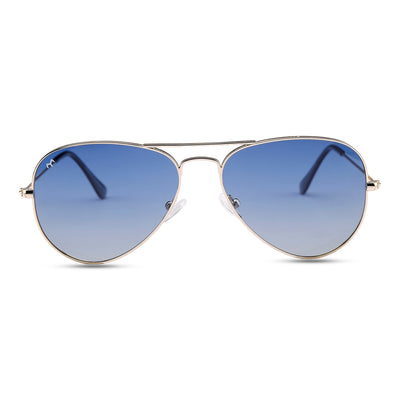 Clipster - Metal Blue Unisex Aviator Sunglasses