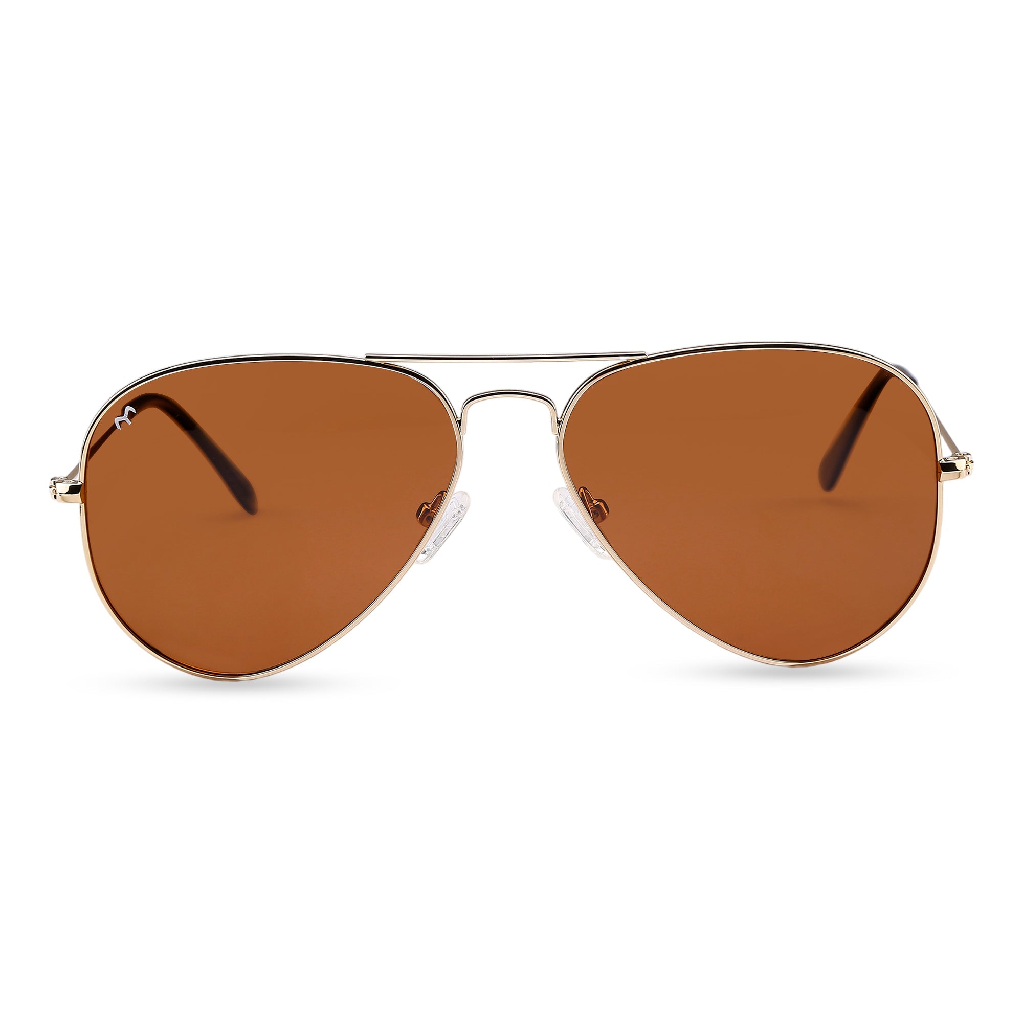 Clipster - Metal Brown Unisex Aviator Sunglasses