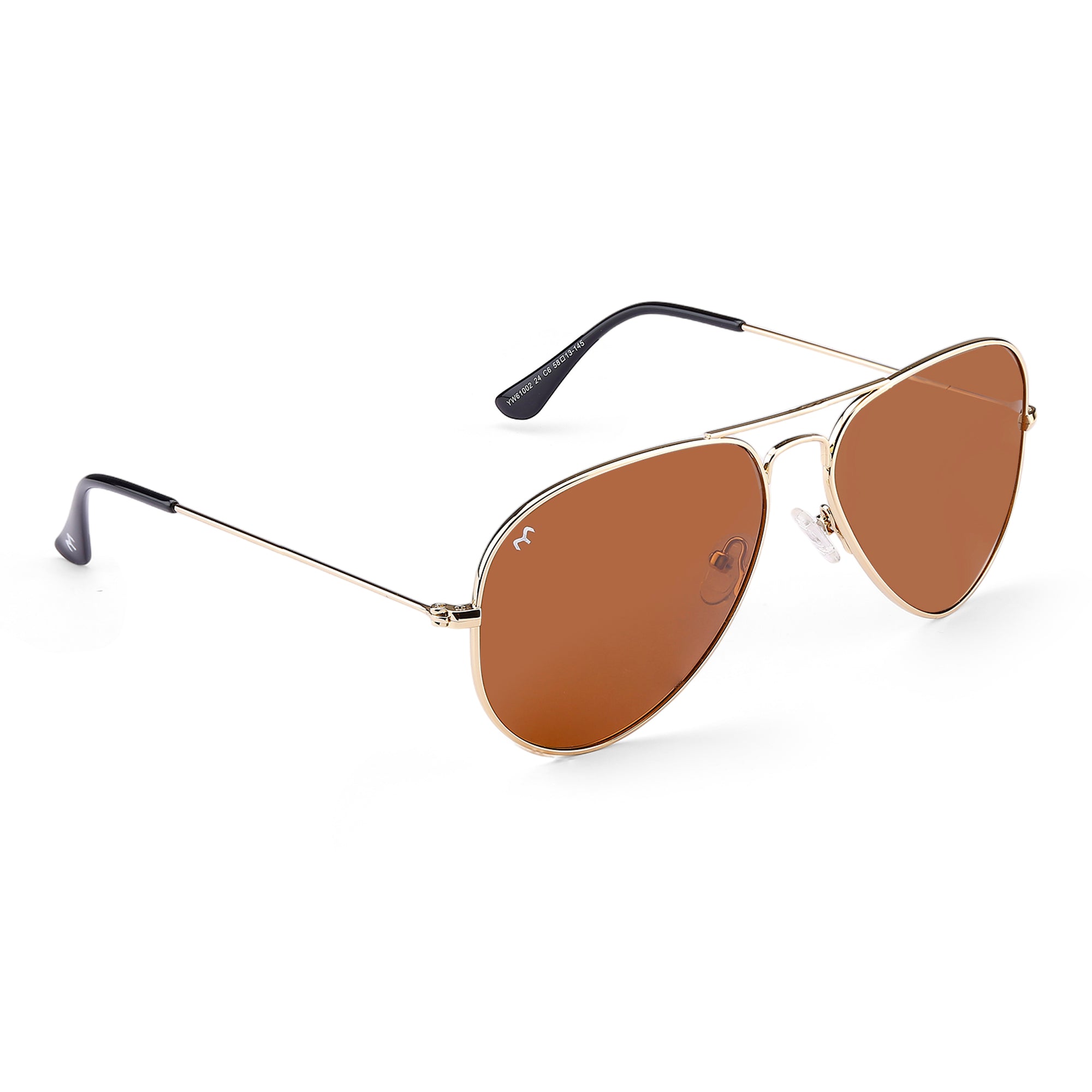 Clipster - Metal Brown Unisex Aviator Sunglasses