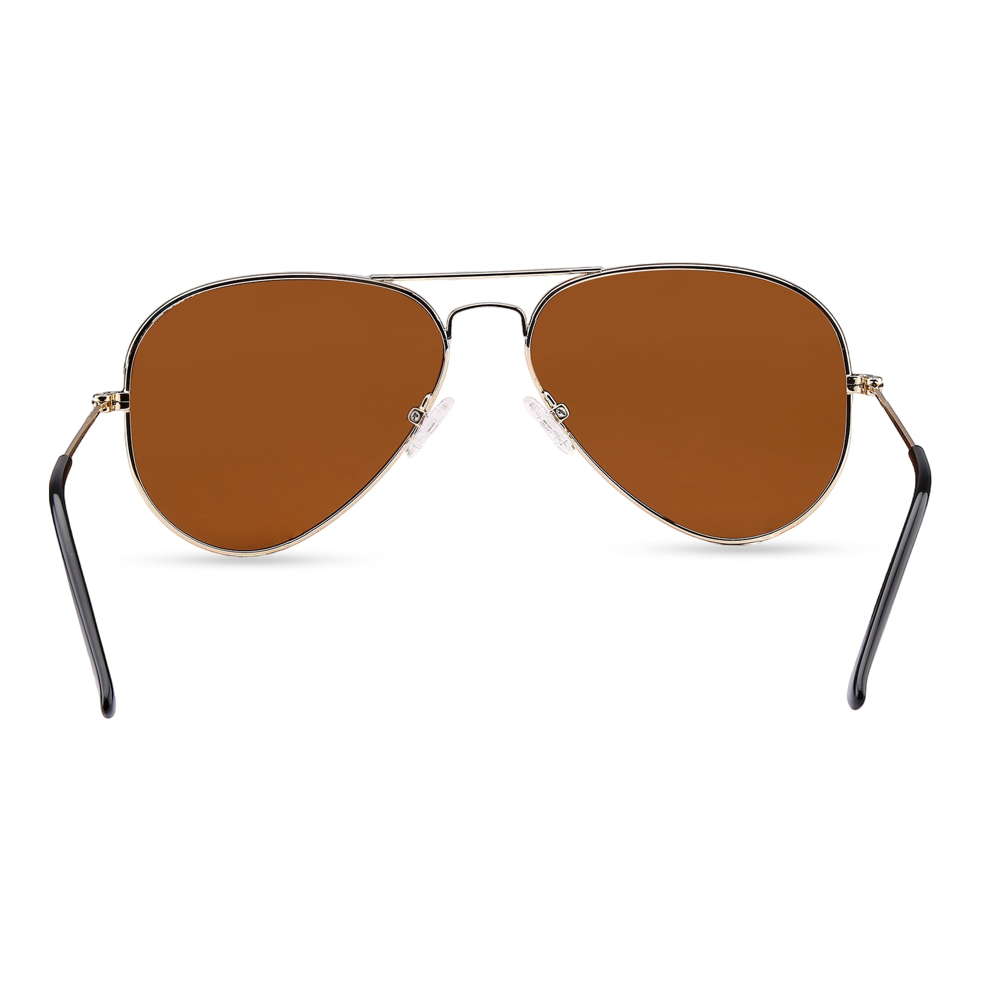 Clipster - Metal Brown Unisex Aviator Sunglasses