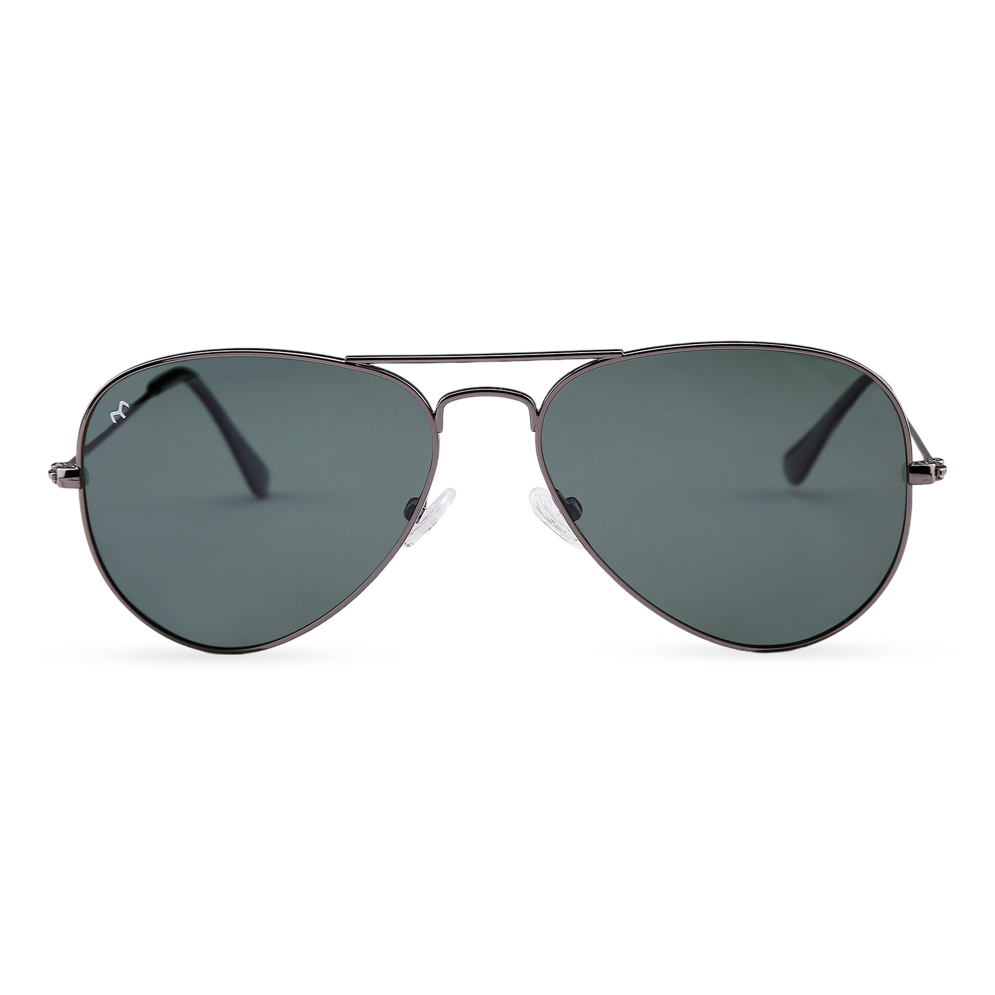 Clipster - Deep Green Metal Unisex Aviator Sunglasses