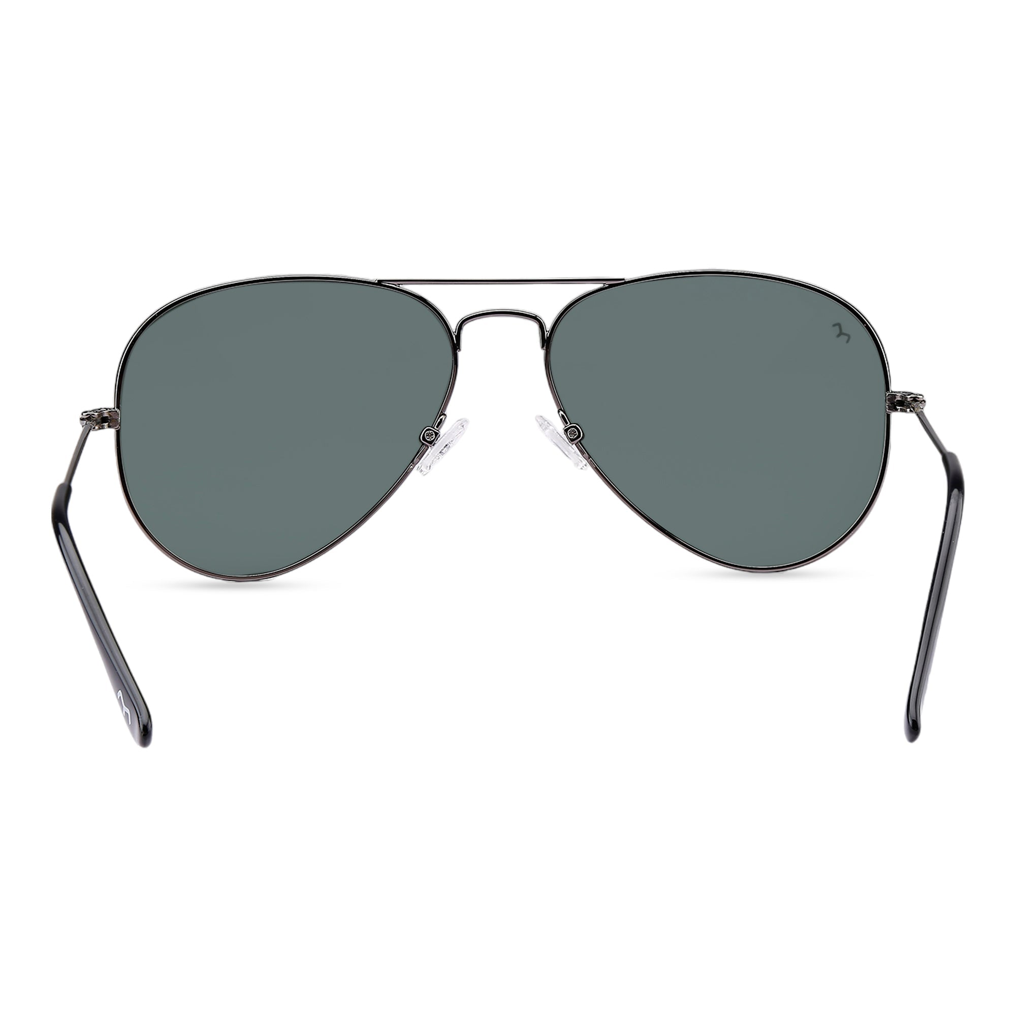 Clipster - Deep Green Metal Unisex Aviator Sunglasses