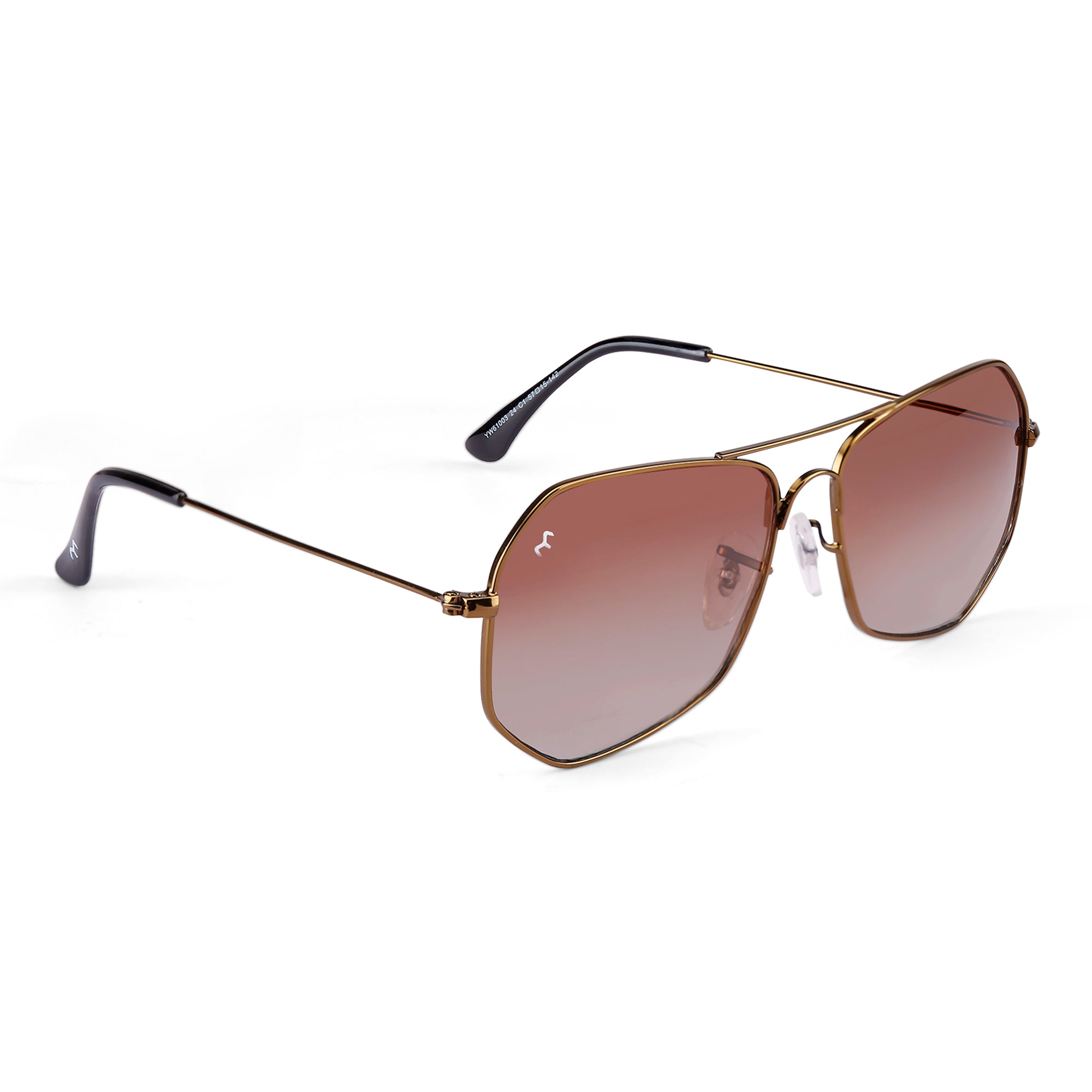 HexChic - Unisex Metal Brown Hexagon Sunglasses