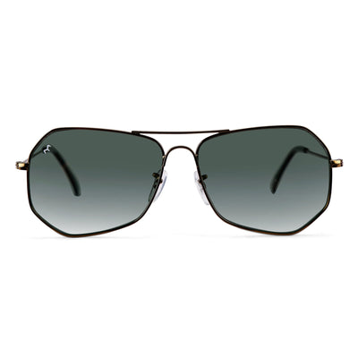 SixTrend - Unisex Metal Deep Green Hexagon Sunglasses