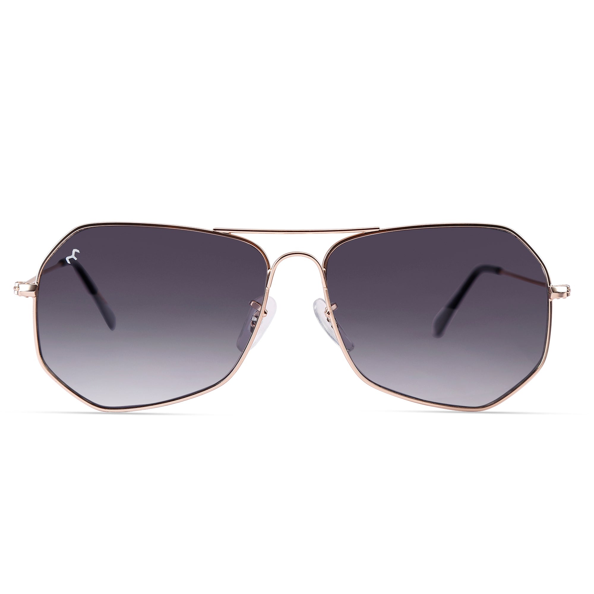 SixTrend - Unisex Metal Black Hexagon Sunglasses