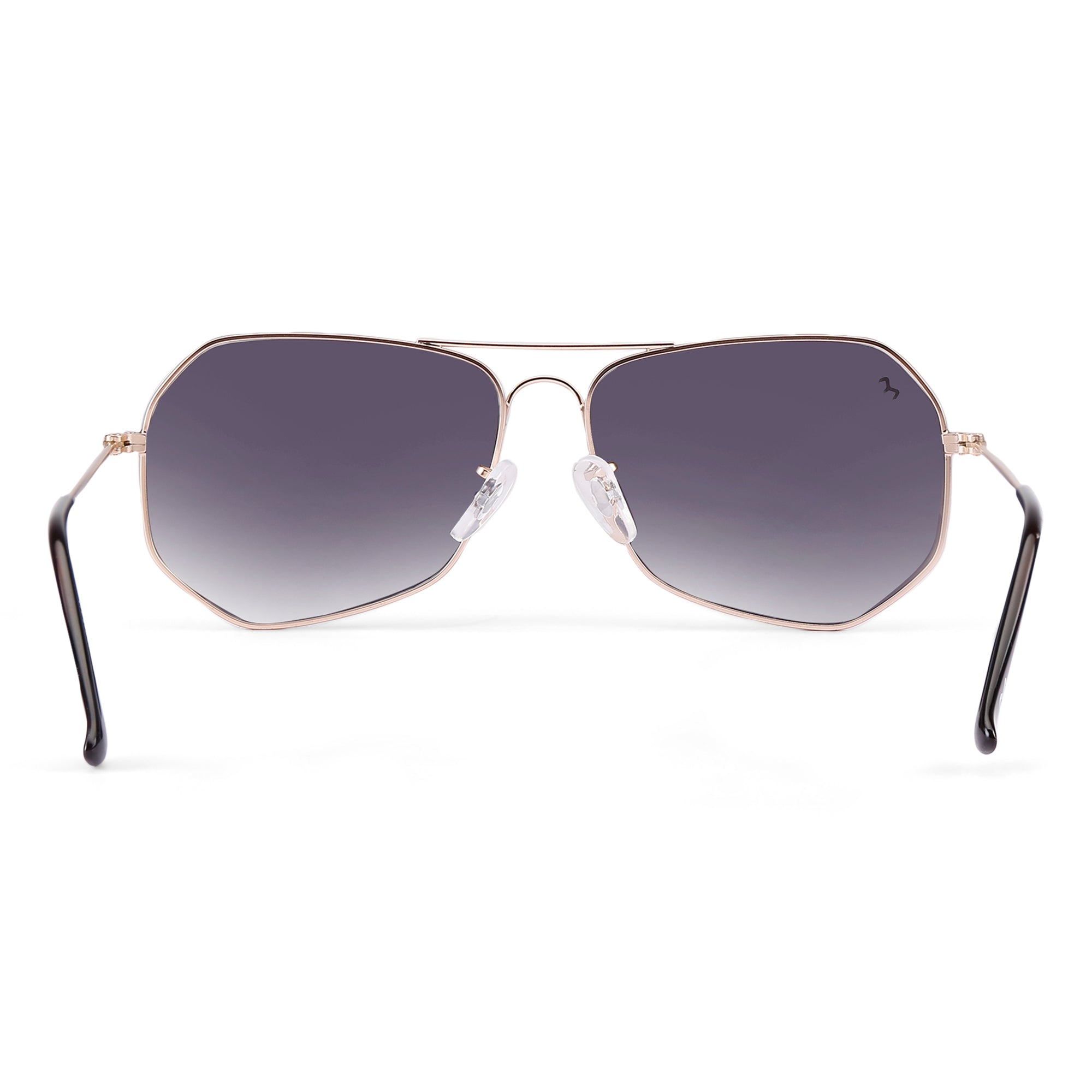 SixTrend - Unisex Metal Black Hexagon Sunglasses