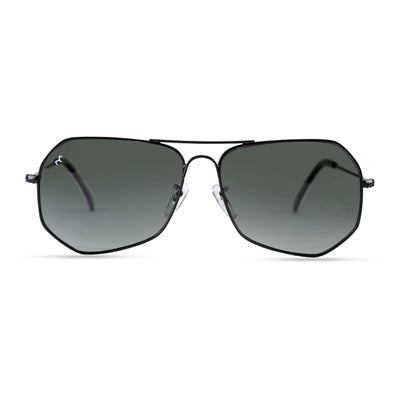 SixTrend - Unisex Metal Deep Green Hexagon Sunglasses